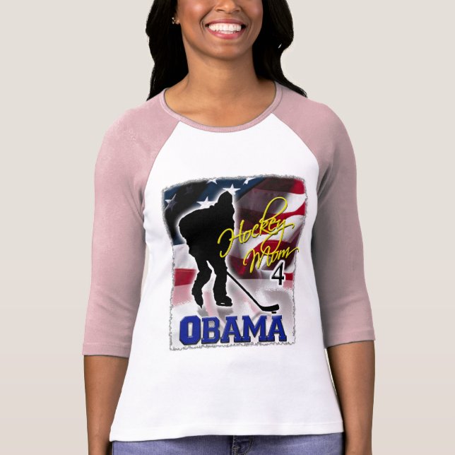 T-shirt La maman d'hockey pour Barack Obama, votent 2008 (Devant)