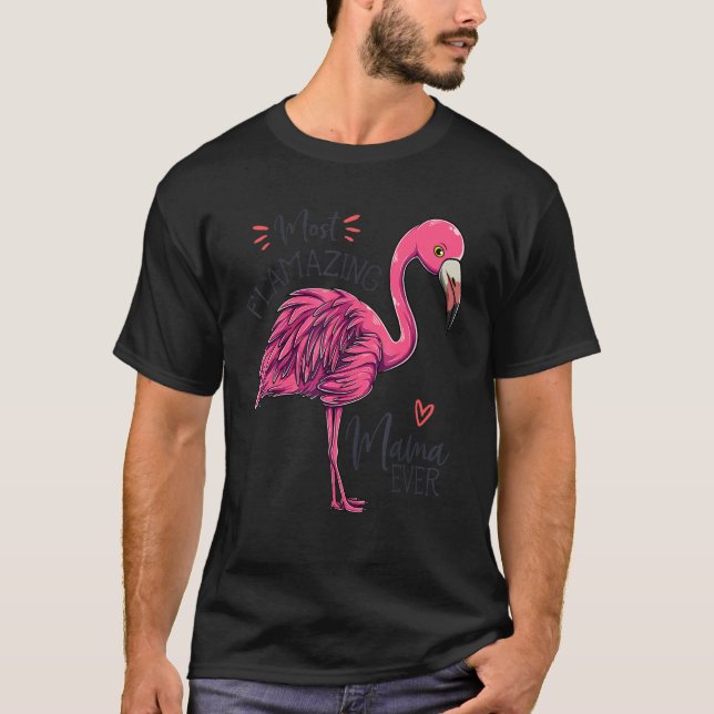 T-shirt La maman la plus flambante jamais maman Flamant ro (Devant)