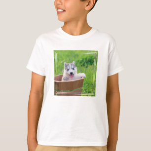 T-shirt La marionnette sibérienne Husky dans un pot