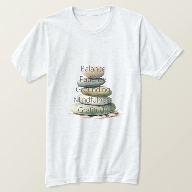 T-shirt La méditation équilibre la pleine conscience du yo (Design devant)
