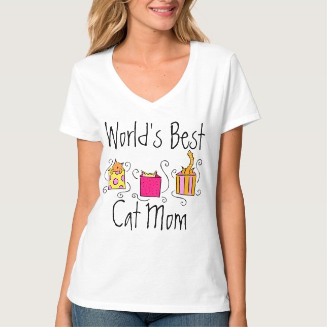 T-shirt La meilleure maman du chat du monde (Devant)