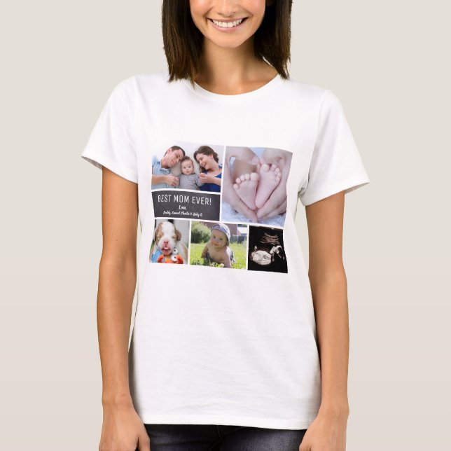 T-shirt La meilleure maman jamais ! Collage personnalisé (Devant)