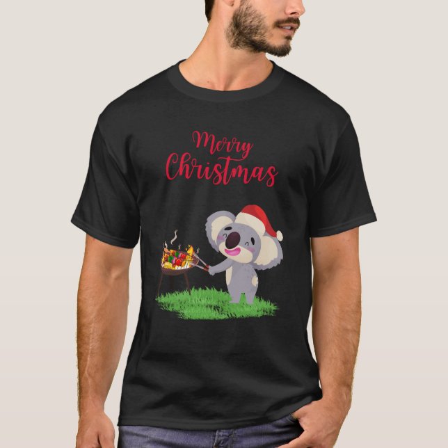 T-shirt La mignonne de Noël australienne Koala profite d'u (Devant)
