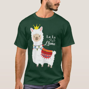T-shirt La mignonne lama avec une couronne et des lumières
