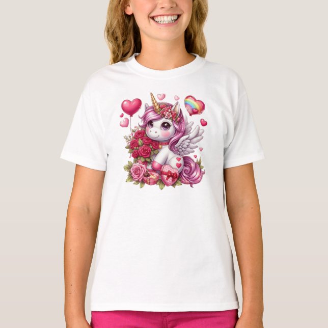 T-shirt La mignonne Saint Valentin licorne (Devant)