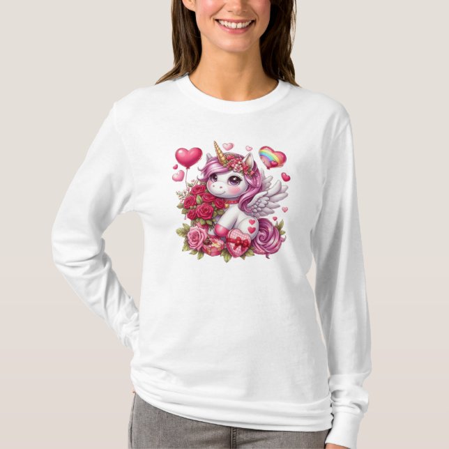 T-shirt La mignonne Saint Valentin licorne (Devant)