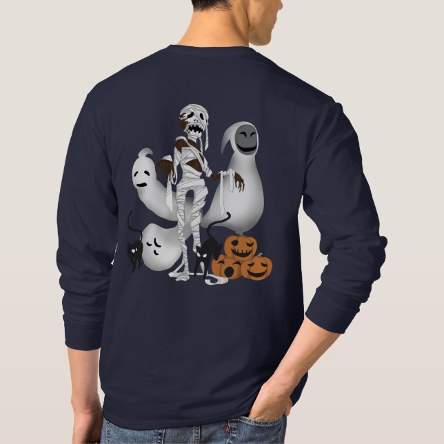 T-shirt La momie d'Halloween avec les chats Kitty et les h (Dos)