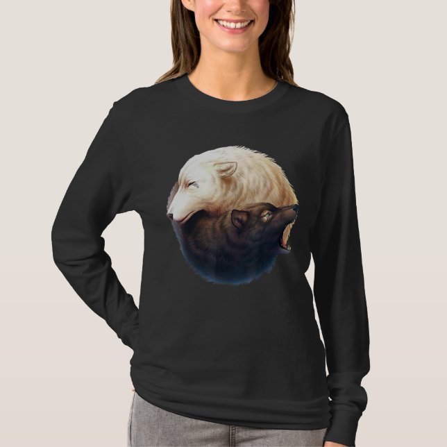T-shirt La montagne Ying Yang Wolves (Devant)