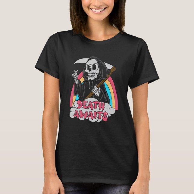 T-shirt La Mort Attend Pastel Goth Grim Faucheuse Mort Emo (Devant)