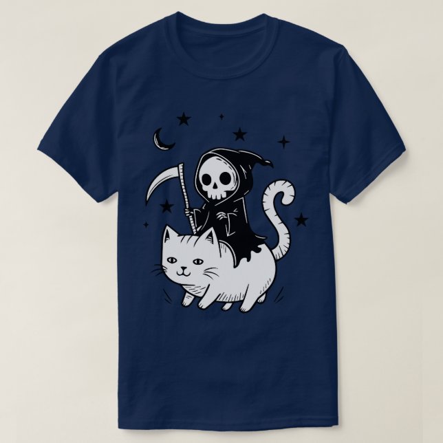 T-shirt La mort est un chat blanc (Design devant)