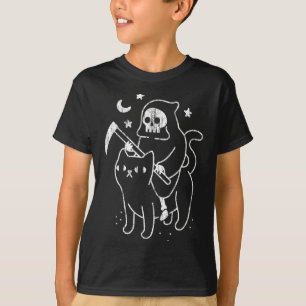 T-shirt La Mort Monter Un Chat Drôle Costume Halloween Par