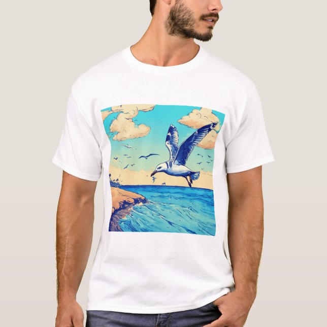 T-shirt La mouette Skybound : un voyage d'élégance" (Devant)
