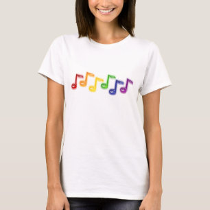 T-shirt La musique d'arc-en-ciel note les femmes