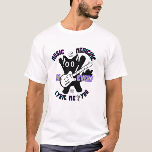 T-shirt La musique est la médecine - Cute Cat Guitare Desi