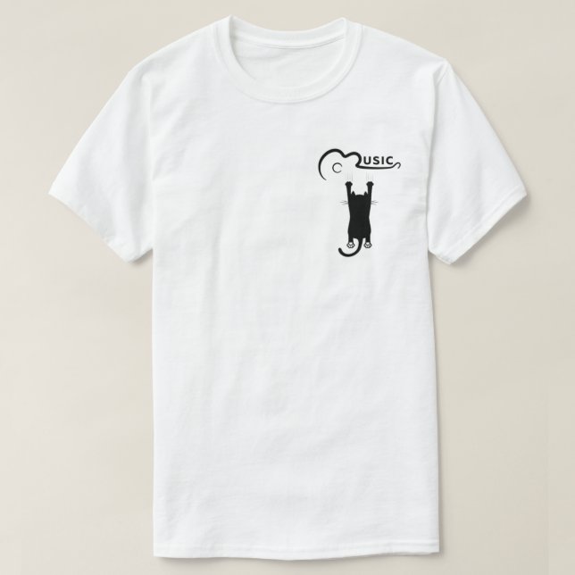 T-shirt La musique est la médecine - mignon chat guitare d (Design devant)
