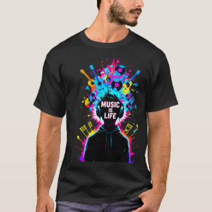 T-shirt La musique est la vie - Amateur de musique abstrai