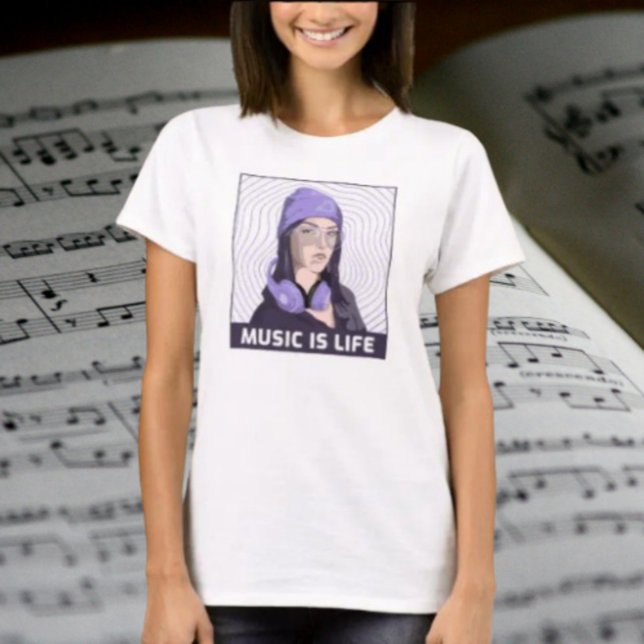 T-shirt La musique est la vie - Casques urbains Girl Graph (Créateur téléchargé)