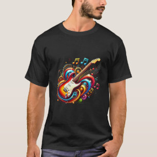 T-shirt La musique est la vie Guitare électrique et notes 