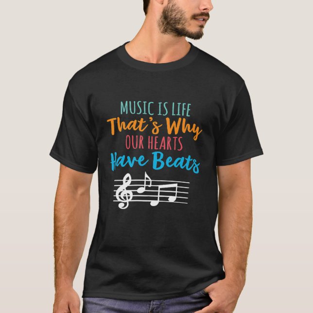T-shirt La Musique Est La Vie Nos Coeurs Ont Battu Piano L (Devant)