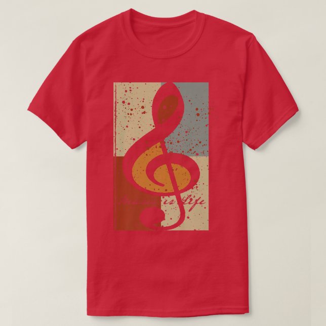 T-shirt La musique est la vie Treble Clef (Design devant)