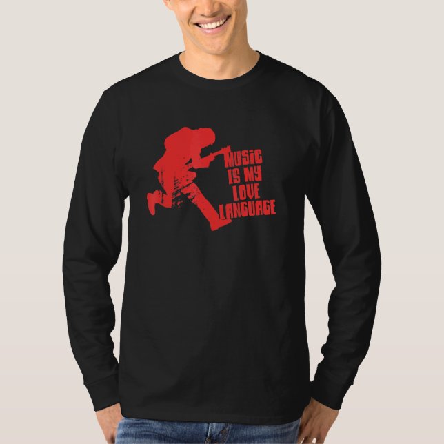 T-shirt La musique est mon amour Langue Guitare Lecteur (Devant)