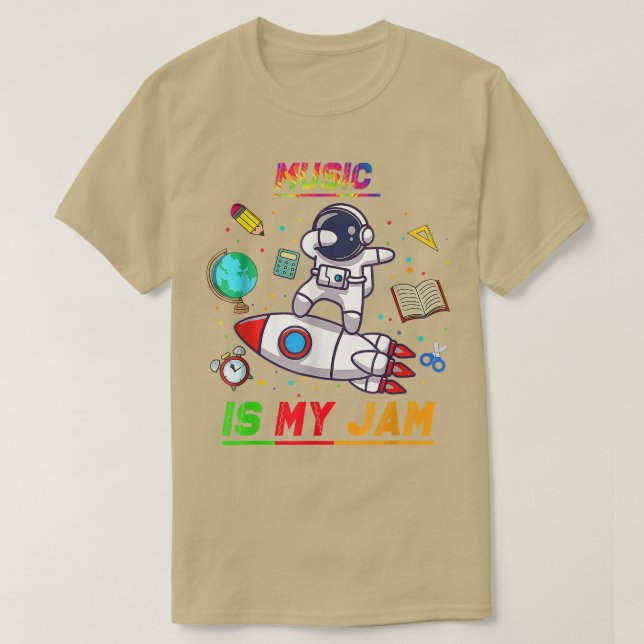T-shirt La musique est mon astronaute Jam Retour à l'école (Design devant)