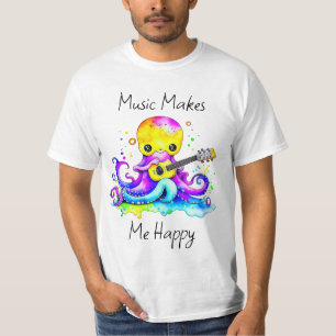 T-shirt La Musique Me Rend Heureux   Octopus Jouer de la g