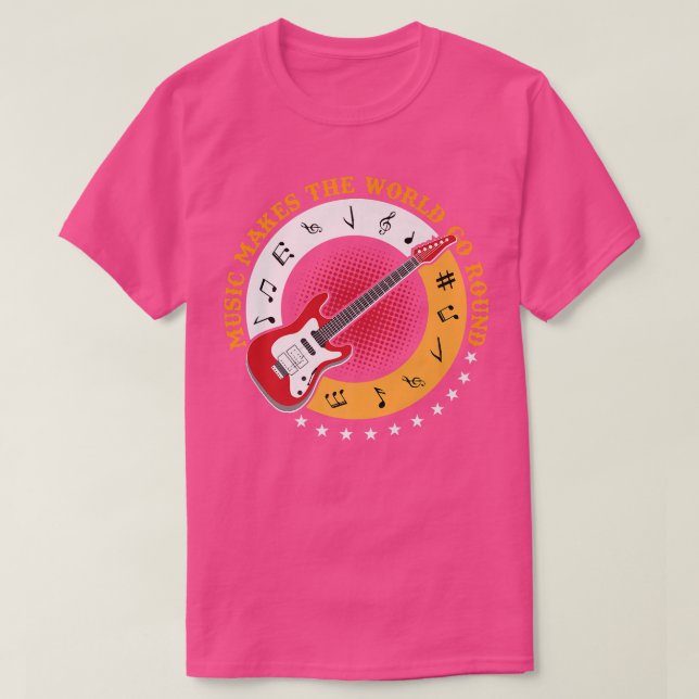 T-shirt La Musique Rend Le Monde Arrondi Guitare Note Musi (Design devant)