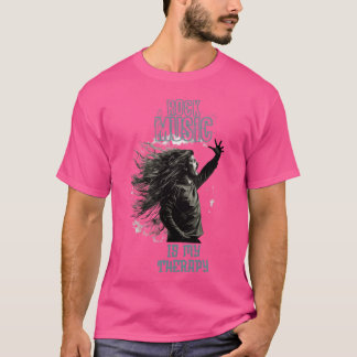 T-shirt La musique rock est ma thérapie headbanger citatio