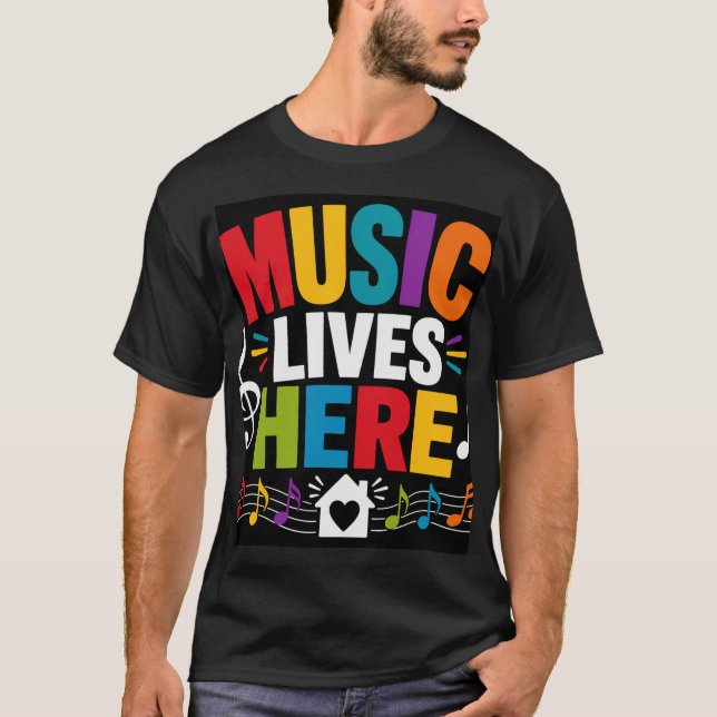 T-shirt La musique vit ici (Devant)