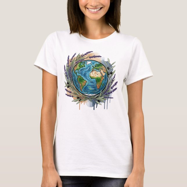 T-shirt La nature embrasse la planète Terre (Devant)
