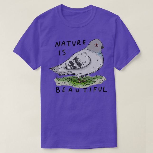 T-shirt La nature est un magnifique pigeon sur une feuille (Design devant)