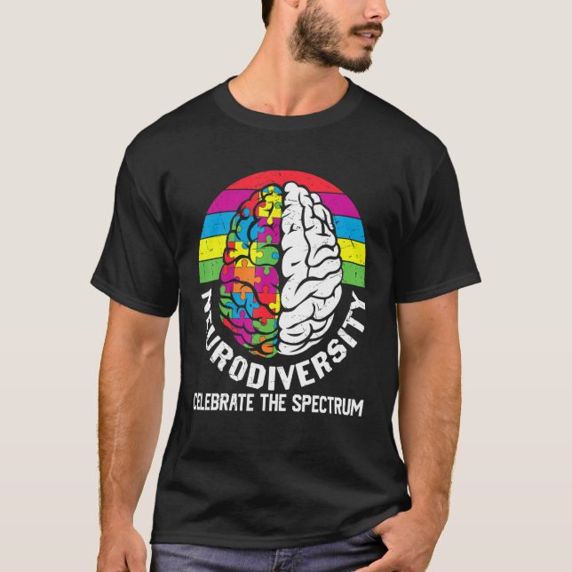 T-shirt La neurodiversité célèbre le spectre cerveau de l' (Devant)