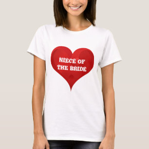 T-shirt La nièce de la mariée Red Heart Mariage nuptiale