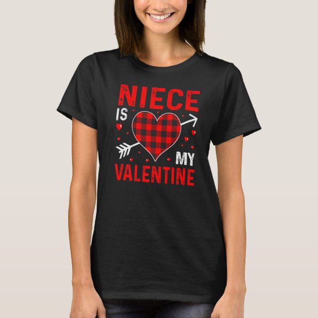 T-shirt La nièce est ma Saint Valentin Rouge Plaid Valenti (Devant)
