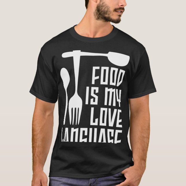 T-shirt La Nourriture Est Mon Amour Langue Dinnerware Gour (Devant)