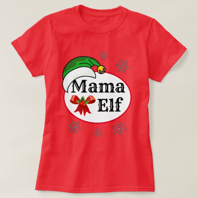 T-shirt La nouveauté des femmes Noël MAMA ELF COSTUME T-Sh (Design devant)