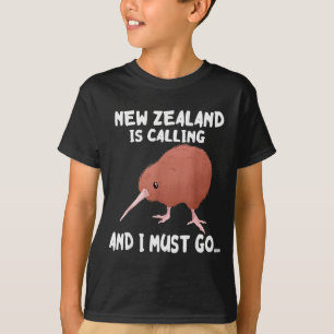 T-shirt La Nouvelle-Zélande appelle l'oiseau sauvage Kiwi 