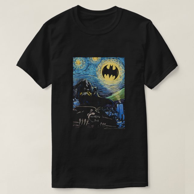 T-shirt La nuit étoilée du chevalier foncé (Design devant)