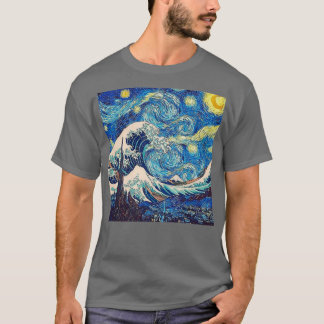 T-shirt La nuit étoilée rencontre la Grande vague