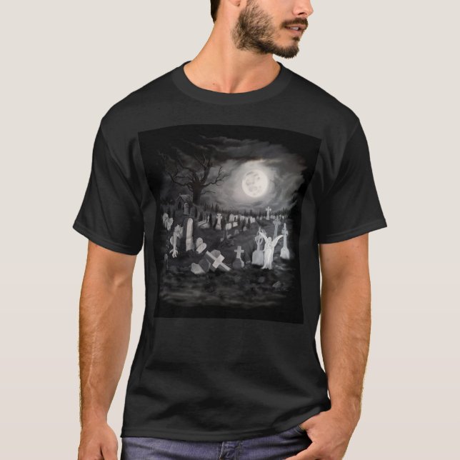 T-shirt La nuit sur le cimetière - Angel avec Diable (Devant)