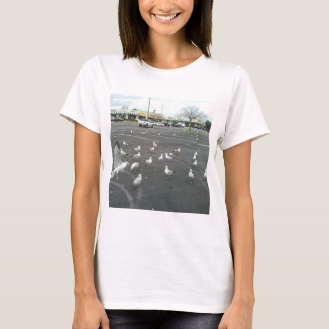 T-shirt Là où la plage pour les mouettes (Devant)