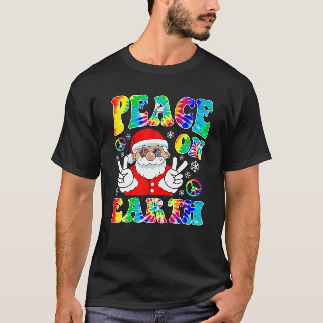 T-shirt La Paix Hippie Sur Terre Boho Noël Père Noël (Devant)