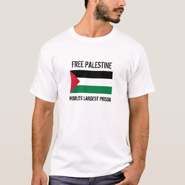 T-shirt La Palestine :  La plus grande prison du monde (Devant)