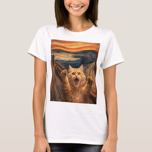 T-shirt La parodie d'art du chat dans Le Cri               (Devant)