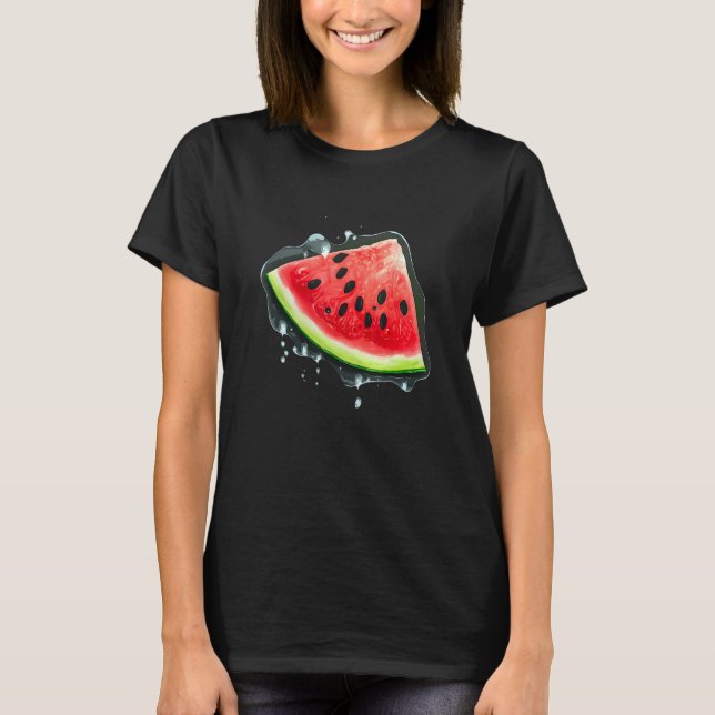T-shirt La pastèque en rafale d'eau Vibe d'été (Devant)
