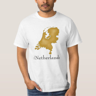 T-shirt La Pays-Bas en or avec texte gras