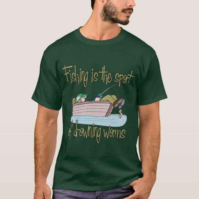T-shirt La pêche est le sport des vers de noyade (Devant)
