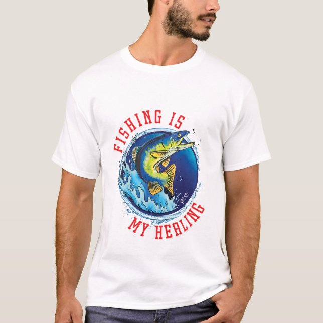 T-shirt La pêche est ma guérison blanche (Devant)