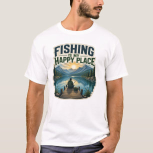T-shirt La pêche est mon endroit heureux Vintage pêcheur d